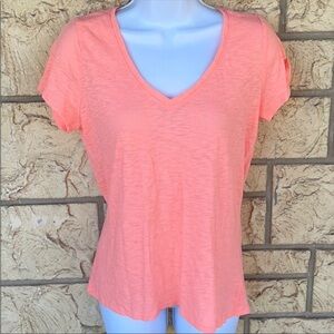 Athleta workout top V cut thin light neon Med